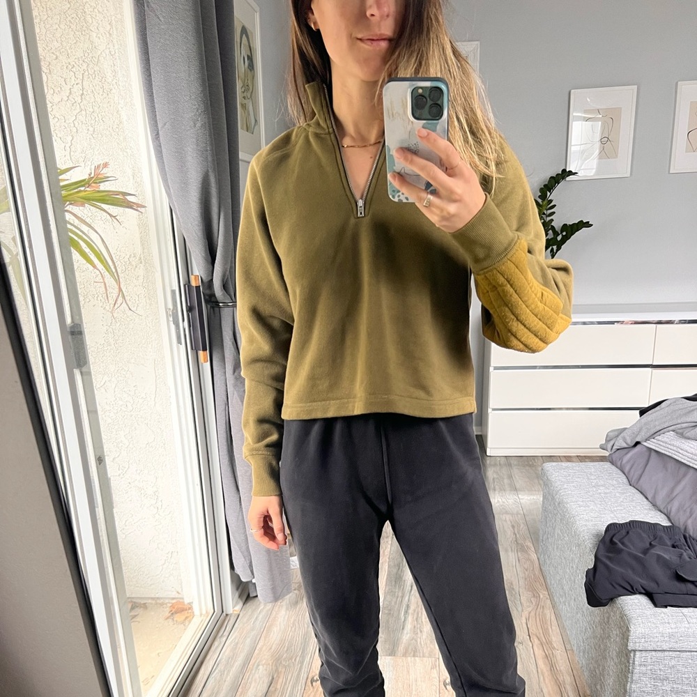 Rag&bone olive green 3/4 zip up sweater